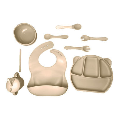 comprar Categoría alimenticia de alimentación del sistema del babero y del cuenco del silicón del bebé con las bifurcaciones y las cucharas online manufacture