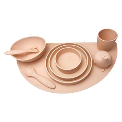 comprar Categoría alimenticia del silicón del sistema del cuenco y de la placa de la succión del llano del bebé con la cuchara online manufacture