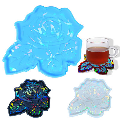 comprar MHC 3d Coasters de resina únicas Coasters de flores de rosas Oro Holográfico Molde de resina de silicona online manufacture