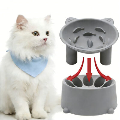 comprar Compras al por mayor Eco-amigable impermeable portátil oval cervical protector silicona para gatos Cuenco de alimentación de altura ajustable Boca inclinada online manufacture