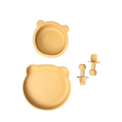 El oso durable del silicón del sistema de Mini Suction Plate And Bowl forma para la alimentación del bebé