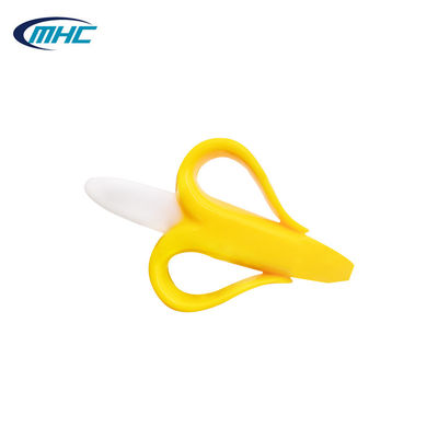El cepillo de dientes suave Teether del plátano de Teether del bebé no tóxico del silicón modificó para requisitos particulares