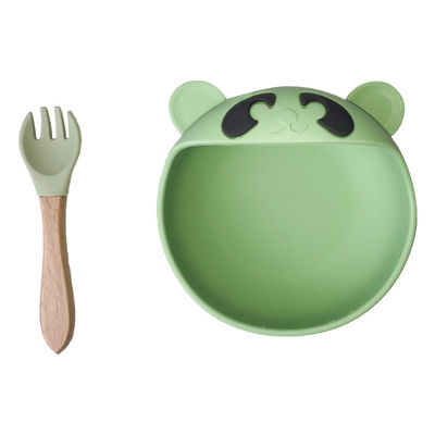 Caja fuerte de la microonda del cuenco y de la cuchara de Tray Bear Shape Feeding Suction del bebé del silicón del ODM