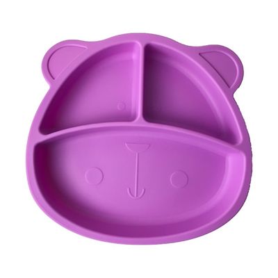 El silicón de alimentación del sistema de la placa del bebé modificó tamaños para requisitos particulares que el oso púrpura forma Eco suavidad amistosa