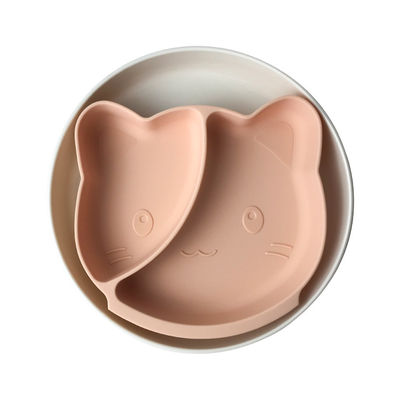 El bebé libre Tray Cat Shape Tableware Feeding Plate del silicón de BPA modificó para requisitos particulares