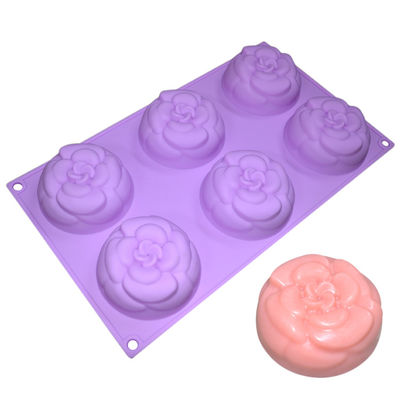 Las flores hechas a mano de las cavidades del molde 6 del jabón del silicón del rasgón anti forman para la decoración de la torta