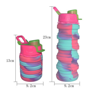 Botella de consumición 500ml modificado para requisitos particulares plegable de los colores del silicón multi de los deportes