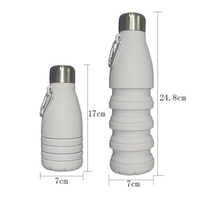 Botellas de agua reutilizables biodegradables plegables 550ml Grey Customized del silicón