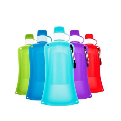 Bolsa del bolso del silicón que camina el agua potable plegable modificada para requisitos particulares 500ml del lacre doble