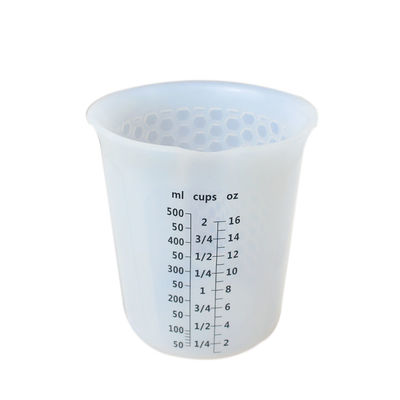 Escala de encargo a prueba de calor de las tazas de medición de la herramienta de la cocina del silicón 500ml 16oz