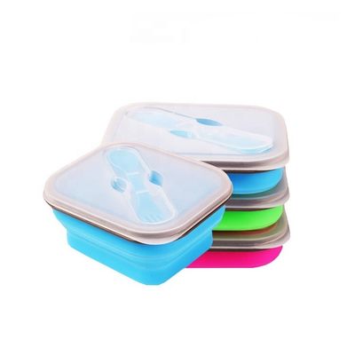 Envase modificado para requisitos particulares fiambrera plegable reutilizable del silicón del almacenamiento de la comida del silicón