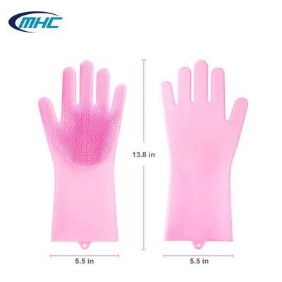 A prueba de calor reutilizable de los guantes del lavaplatos del silicón de la cocina modificada para requisitos particulares