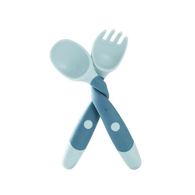 Cuchara del silicón del bebé y llano de alimentación de la bifurcación BPA Bendable Eco libre amistoso