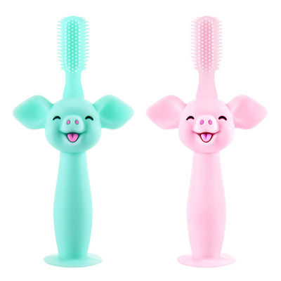 Bebé Teether, cerdo de encargo de entrenamiento infantil del silicón de la historieta del cepillo de dientes del bebé del silicón de la categoría alimenticia