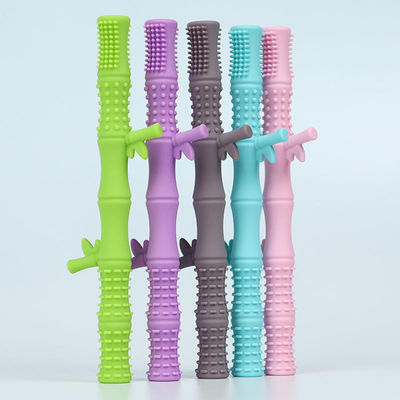 El palillo Toy For Baby Teether Food el echar los dientes califica la paja de bambú de Teether del silicón del tubo de la dentición del diseño