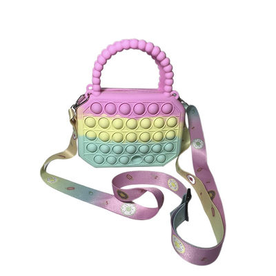 Estallido de Mini Kids Bubble Toy Crossbody de la historieta de los niños del silicón que frunce para las muchachas