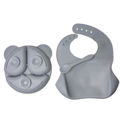 Tamaños modificados para requisitos particulares determinados de alimentación Grey Bear Shape 3Pcs del silicón del servicio de mesa del bebé de la placa de la comida
