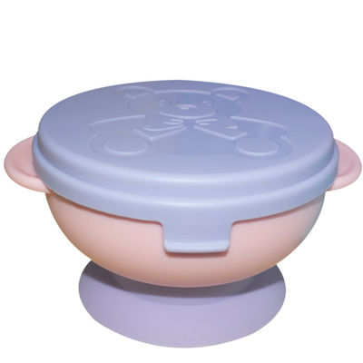 Pequeño cuchara dividida de la placa del bebé de la taza de la placa del cuenco de la succión del silicón silicón con el sistema de la tapa