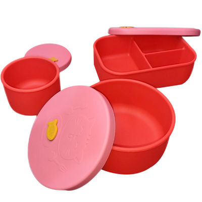 Caja de comida de silicona de grado alimenticio de conservación de calefacción por microondas Compartimiento sellado