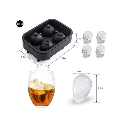 MHC Grado de alimentos 4 bandejas de cubo de hielo de cavidad bandejas de cubo de hielo de silicona molde congelador flexible moldes de pasteles seguros