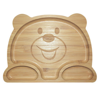 MHC Silicio Dividido Succión Comedor Niños Alimentos de madera Cosecheros de bambú Plato de silicona para bebés