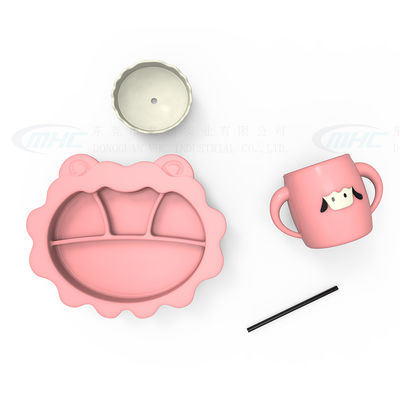 MHC ovejas recién nacidas Silicona de destete de la taza de alimentación Bowl cucharas de bib Esenciales Placa de succión