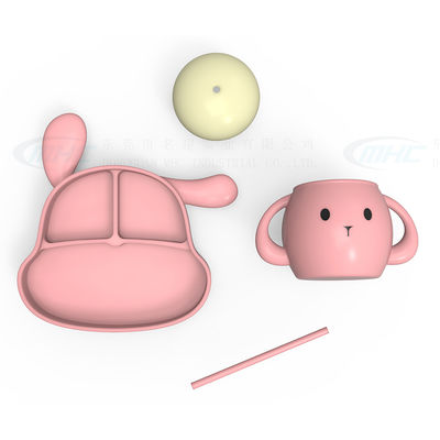 MHC Animales de dibujos animados Set de alimentación de silicona para bebés Plato para niños Viajes Enfermería 500 piezas