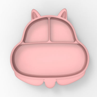 MHC Squirrel Plato de silicona para bebés de lactancia Succión dibujos animados de animales de grado alimenticio de silicona para bebés de 6 meses