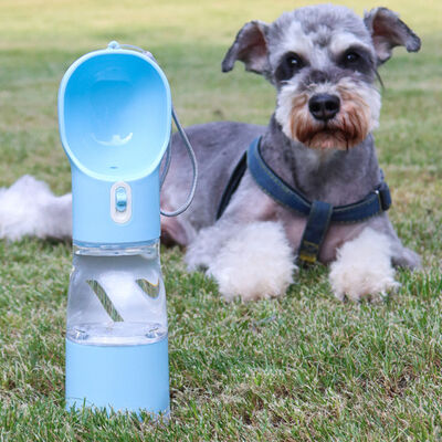 MHC 3-in-1 Eco-Friendly Portable Pet Drinking Water Bottle with Food Container for Outdoor Travel Dogs Food Grade Material